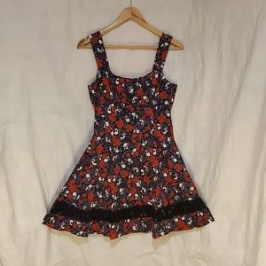 Skull and Rose Print Dress, Size Medium, Hot Topic